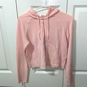 Pink Cropped Hooded Sweater